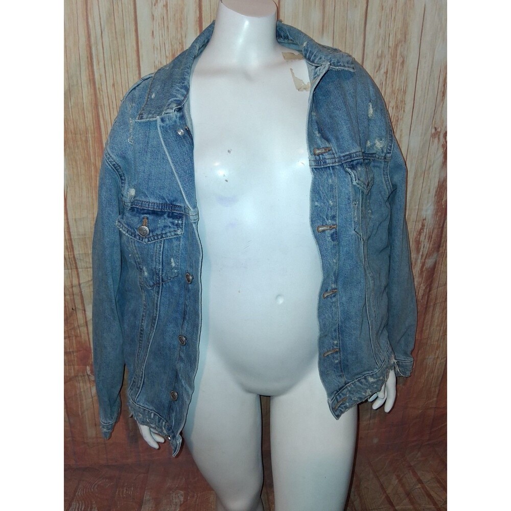 Zara Light Denim Long Sleeve Button Up Jacket Sz M